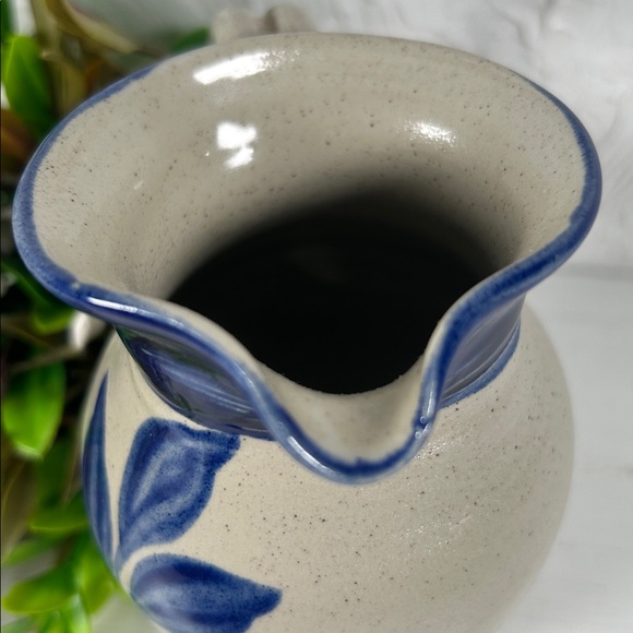 Williamsburg Salt Glazed mini Pitcher Stamped Dated Blue Leaf Salt Glazed Finish - Picture 9 of 14